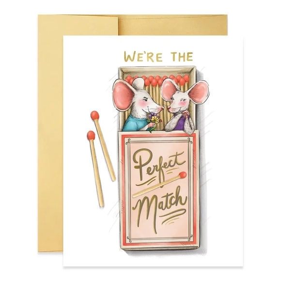 Other - Perfect Match Greeting Card with Mice Design Valentine's Day